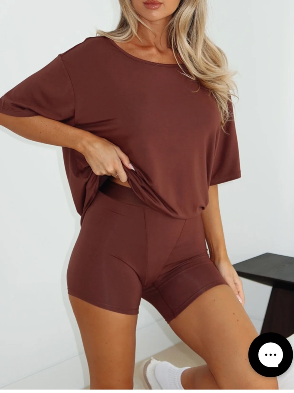 White Fox slow life boyfriend boxer shorts size Small in chocolate brown